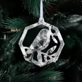 Christmas tree toy with rock crystal "Bullfinch" from the Stories collection